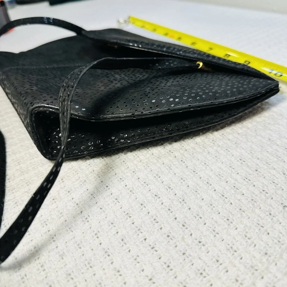 Vintage d'Rossana by‎ Charna Black Stingray Leather (Shagreen) Handbag – Gold